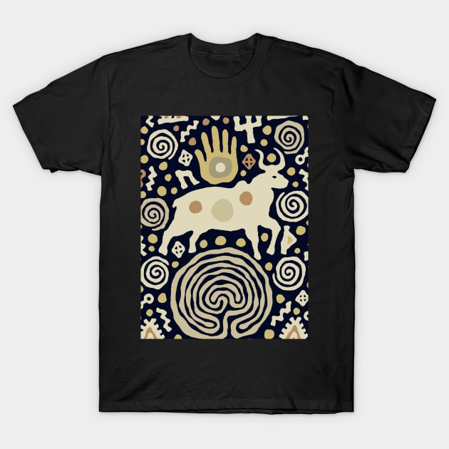 Shaman Bull in the Maze Ritual T-Shirt by Esprit-Mystique